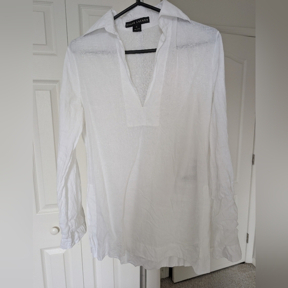 Ralph Lauren Tops - Ralph Lauren Black Label White Linen Shirt